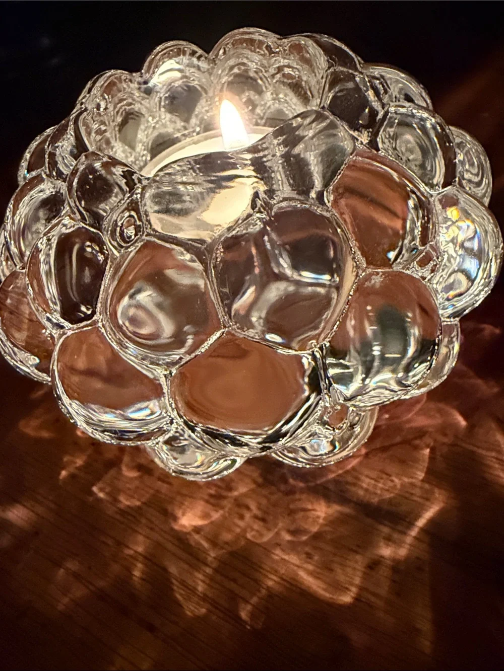 Orrefors Kostaboda Clear Raspberry Bubble Glass Votive Holders